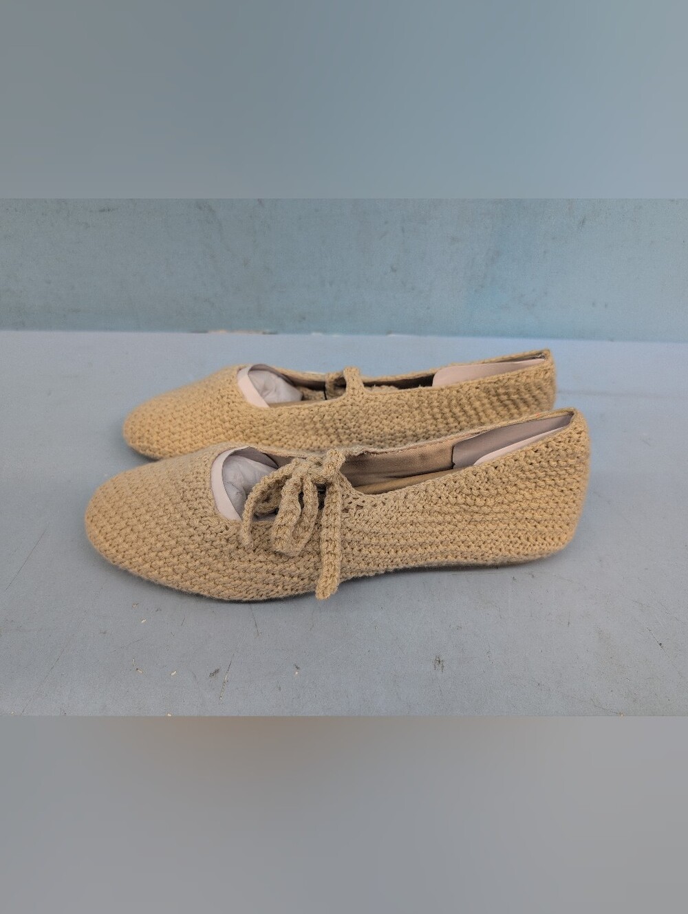 Zara Crochet Bow Ballerinas Women's Ballet Flat Shoes EU 38 Beige